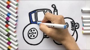 Синий трактор | Рисуем красим Синий трактор