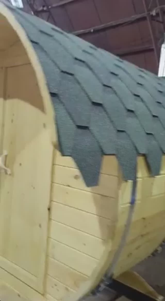 Баня бочка 3 метра с козырьком купить в Арзамасе. смотреть онлайн