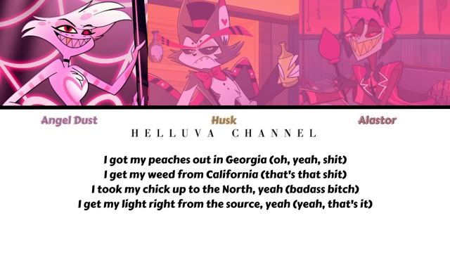 Angel Dust, Husk, Alastor - Peaches (Color Coded Lyrics) смотреть онлайн