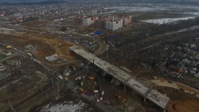 Строящийся путепровод через ж/д в Крекшино. 13/03/2017