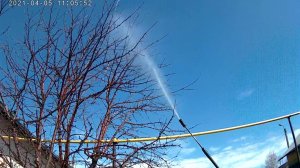 Весенняя обработка плодовых деревьев в саду.