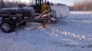 80 км бульдозер по зимнику на лыжах