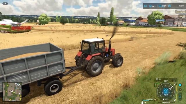 Mtz Belarus 1221 hauling grain from Claas Dominator / Farming Simulator 22 / FS22, LS22 смотреть онлайн