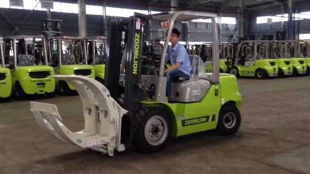 ZOOMLION Diesel Forklift with rotating Paper Roll Clamp смотреть онлайн