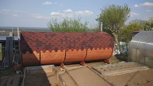 Баня бочка 6 метров с крыльцом купить в Дзержинске. смотреть онлайн