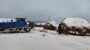 Дт-75. Вывозим сено. Легенда СССР. Жизнь в деревне .