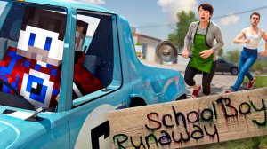 СБЕЖАЛ НА МАШИНЕ В СКУЛБОЙ РАНЕВЕЙ В МАЙНКРАФТЕ....