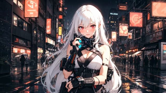 Блондиночка на Улице Киберпанк Города | Cyberpunk | Anime Girl | Rainy | City Street - Живые Обои смотреть онлайн