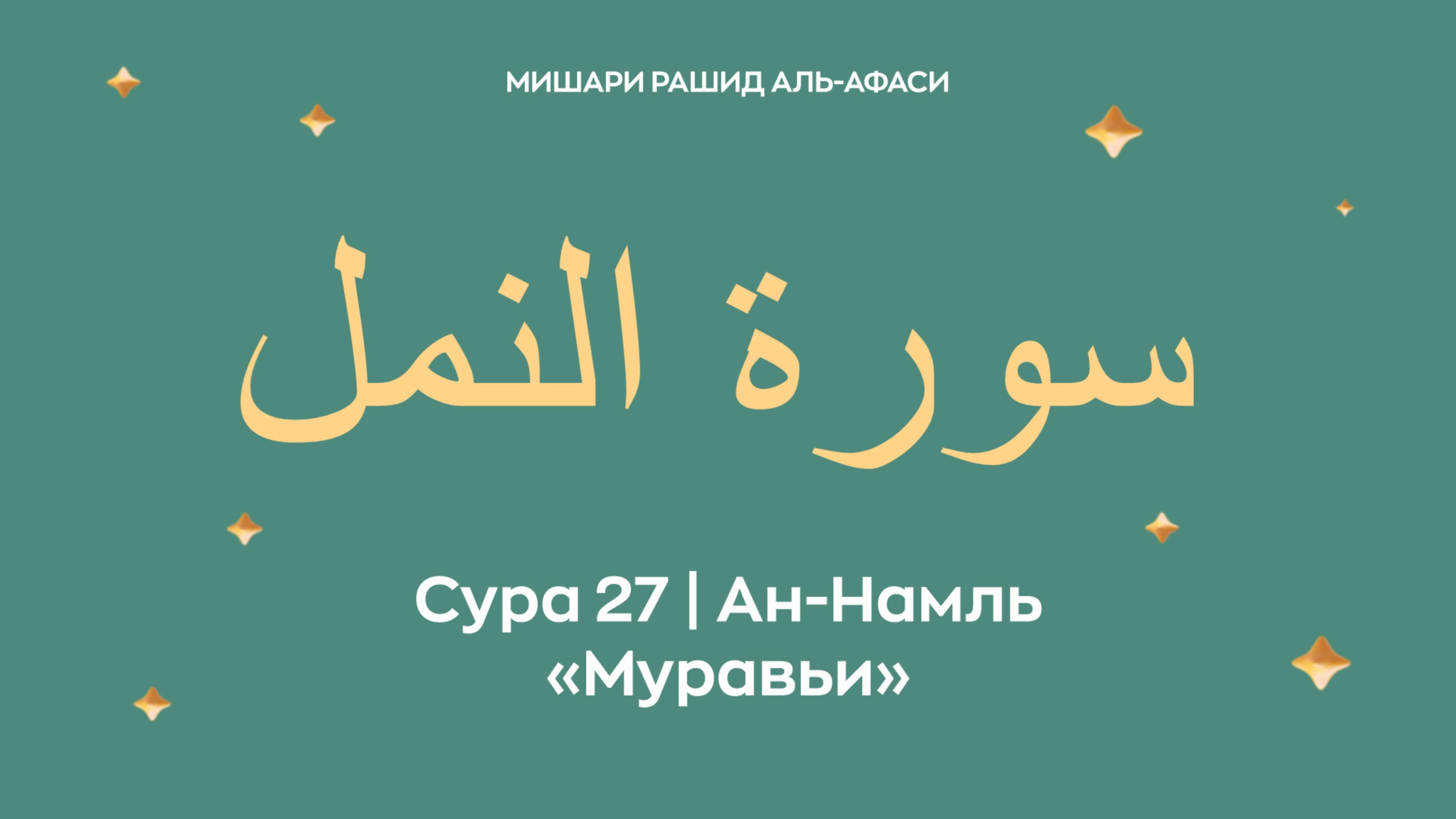 Сура 27 Ан-Намль — Муравьи, араб. سورة النمل. Читает Миша́ри ибн Ра́шид аль-Афа́си. смотреть онлайн