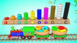Учимся считать от 1 до 10, изучаем цвета для маленьких деток с паровозиком