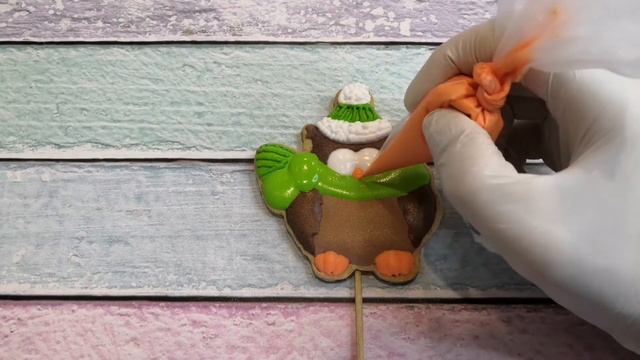 Пряничные топперы. Топпер-сова в вязаной шапке и шарфе. смотреть онлайн