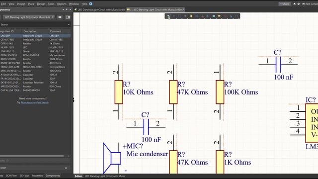 LED Dancing light circuit with Music with Altium Designer. смотреть онлайн