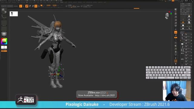 [JA & EN] ZBrush 2021.6 でメカ娘を作る- Pixologic Daisuke Narukawa - Part 3 смотреть онлайн