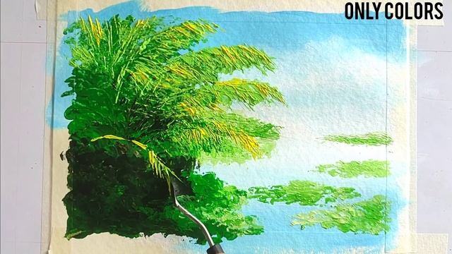 Lotus pond/Acrylic palette knife painting смотреть онлайн