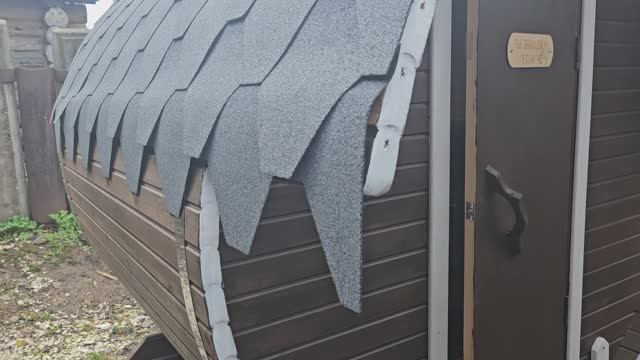 Баня бочка 2 с козырьком метра купить в Сарове. смотреть онлайн