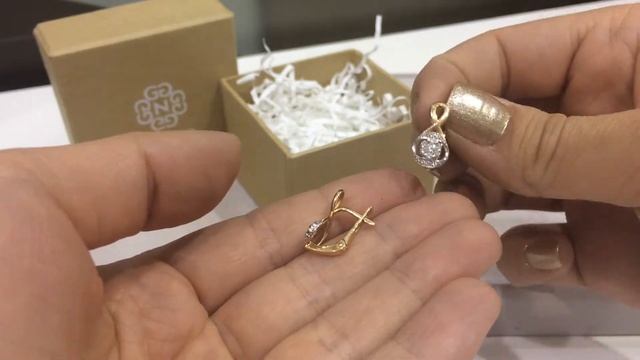 Серьги 1215 из красного золота 585 пробы с бриллиантами