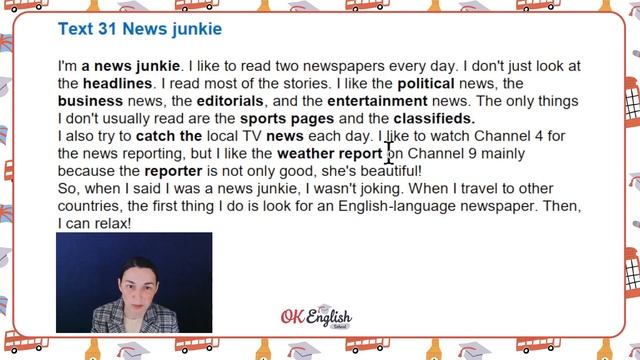 Text 31 News Junkie 🇺🇸 Английский язык INTERMEDIATE (B1-B2) | Уроки английского языка смотреть онлайн