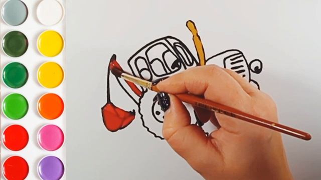 Синий трактор. Как нарисовать синий трактор. Раскраска. tractor cartoon смотреть онлайн