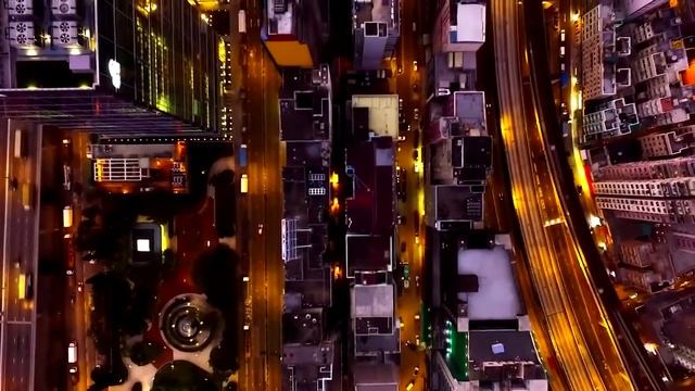 Drone CityScape Night lights Ariel view city Buildings 57 Free Stock Video Download смотреть онлайн