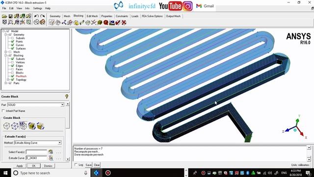 Block extrusion technique in Ansys ICEM CFD. смотреть онлайн