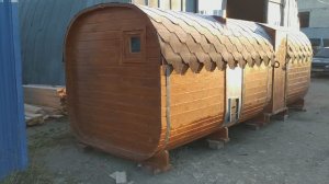 Баня "Квадро" бочка 6 метров с проходной помывочной купить в Горбатове.
