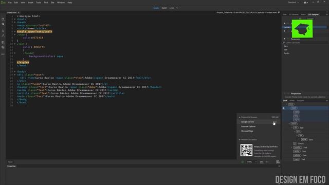 Curso Essencial Adobe Dreamweaver CC 2017 - Aula 32 Pré visualizando nossos Sites смотреть онлайн