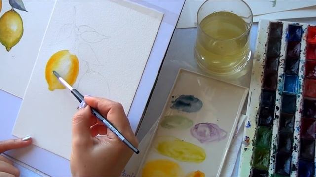 Акварель. Рисуем лимоны