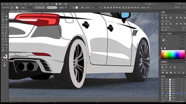 Audi RS3 Abt Digital drawing Speed art | Illustrator & Photoshop смотреть онлайн