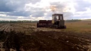 Посев по стерне трактором дт-75 сеялка за культиватором 4