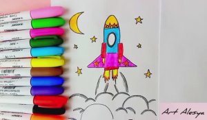 Как нарисовать ракету ребенку! Рисунки про космос! День космонавтики!