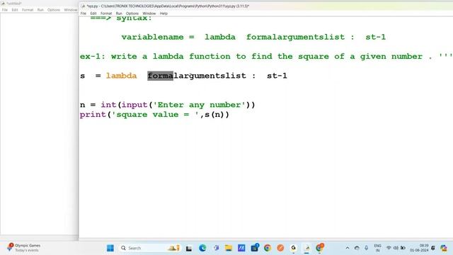 Lambda Function in Python || Python For Beginners || Python Telugu Tutorials смотреть онлайн