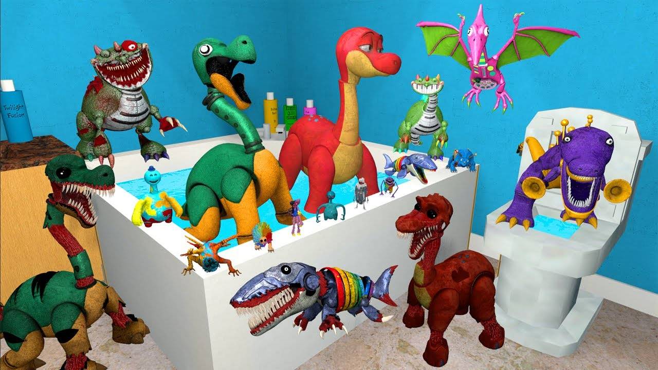 УНИЧТОЖЬТЕ ВСЕХ ИГРУШЕЧНЫХ ДИНОЗАВРОВ ИЗ POPPY PLAYTIME 4 FAMILY в ВАННОЙ КОМНАТЕ смотреть онлайн