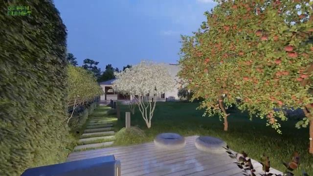Green Planet. Шарапово. Вечерняя визуализация ландшафтного проекта