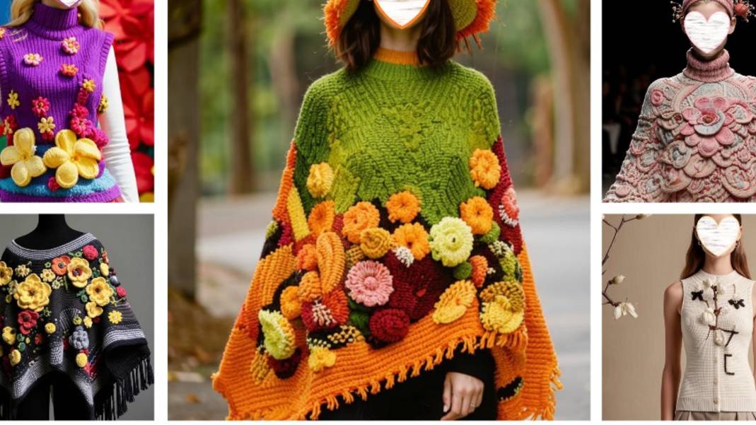 ПОНЧО и ЖИЛЕТЫ с цветами от нейросети. Подборка №1. ВЯЗАНИЕ. смотреть онлайн