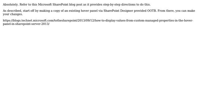Is it possible to customize the display template of the hover panel that appear in searches from... смотреть онлайн
