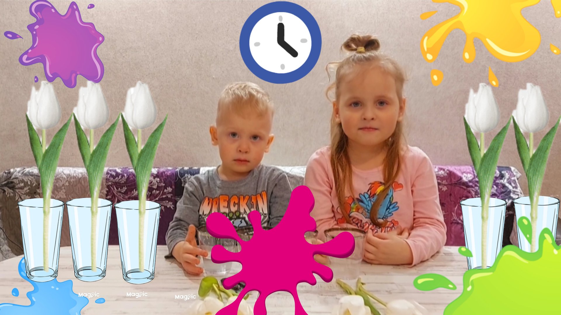 🤩ЦВЕТНЫЕ ОПЫТЫ 😊КРАСИМ ТЮЛЬПАНЫ🌷🌷🌷 ДЕТСКОЕ ШОУ 🌞 ВИДЕО ДЛЯ ДЕТЕЙ🤪 смотреть онлайн