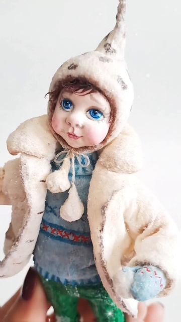 Мальчик со снежками. Ватная игрушка, 14 см. Ручная работа. Ozon арт. 1932076116 #handmade #present