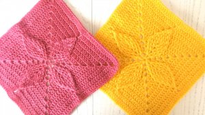 Мотив "Цветочный Квартет"// Великолепный объемный квадратный мотив крючком!