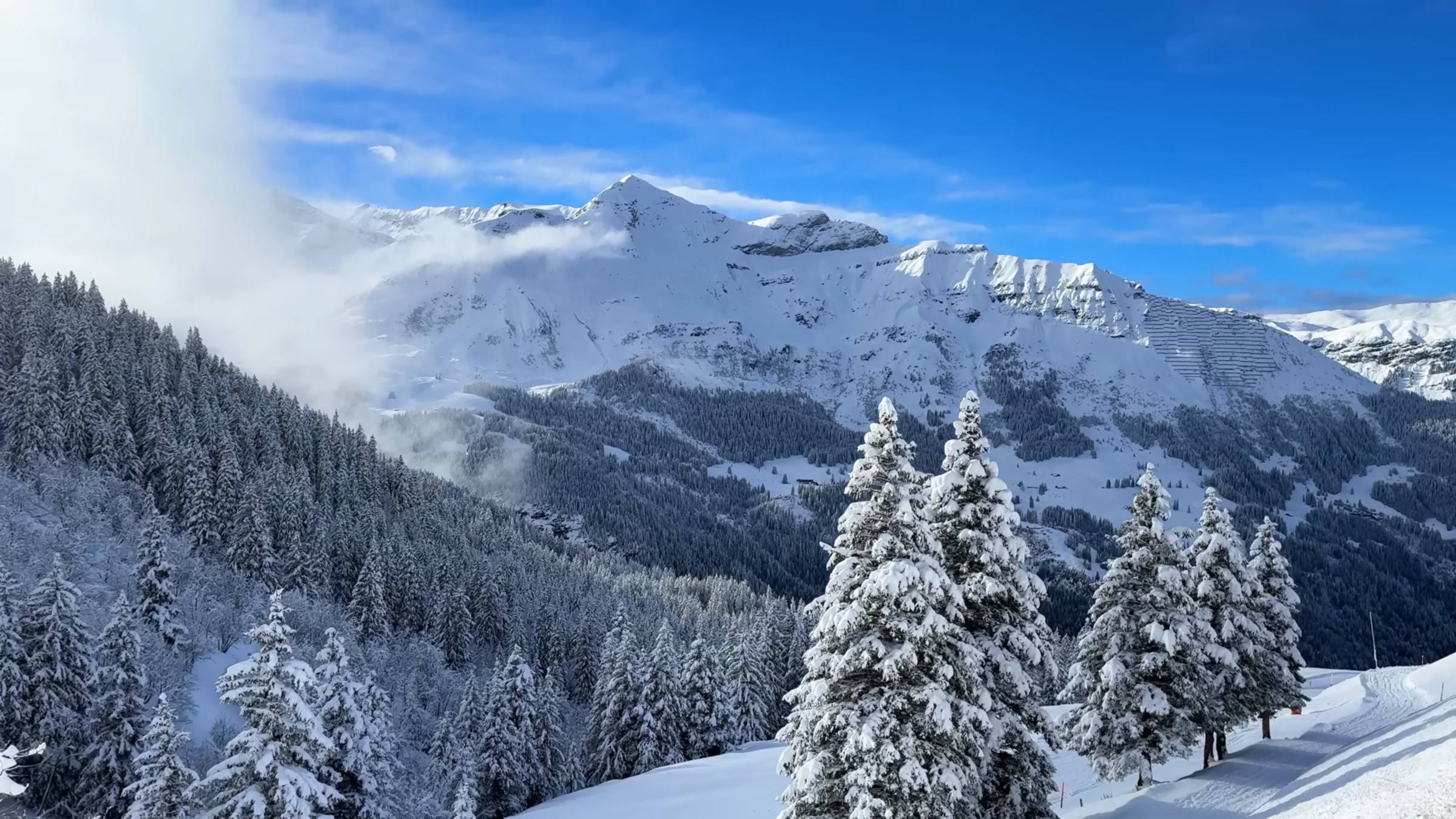 Самый красивый снежный поезд Швейцарии - Кляйне Шайдегг, с которого открываются живописные виды. смотреть онлайн