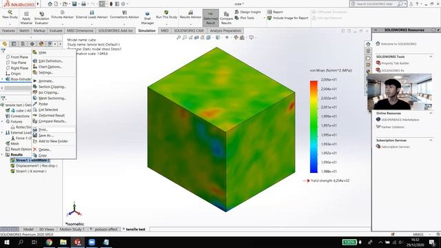 Solidworks - Poisson Ratio, Tensile Test, Dan Shear Test | M FAHRY MALIQI AKBAR смотреть онлайн