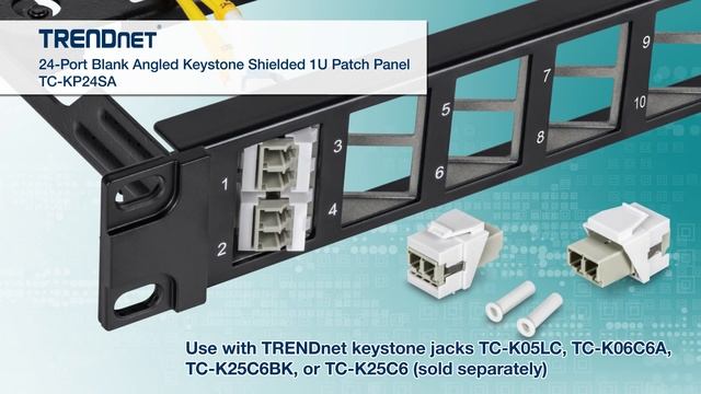 24-Port Blank Angled Keystone Shielded 1U Patch Panel (TC-KP24SA) ft. Fiber Coupler Jacks (TC-K05LC смотреть онлайн