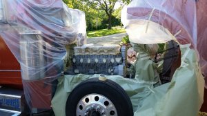 Дальнобой. США. Подготовка и покраска двигателя на Бизоне