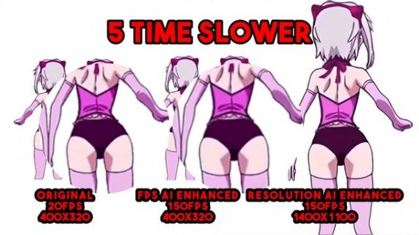 Loli GIF enhanced by AI - DAIN APP & Video2X