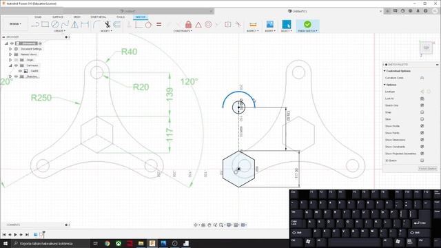 Fusion 360 beginner tutorial - Sketch Constraints - Exercise 9 смотреть онлайн