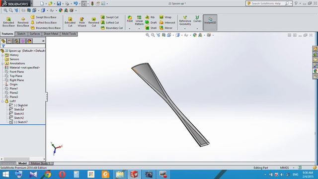 How to Create Spoon In Solidworks 2014 смотреть онлайн
