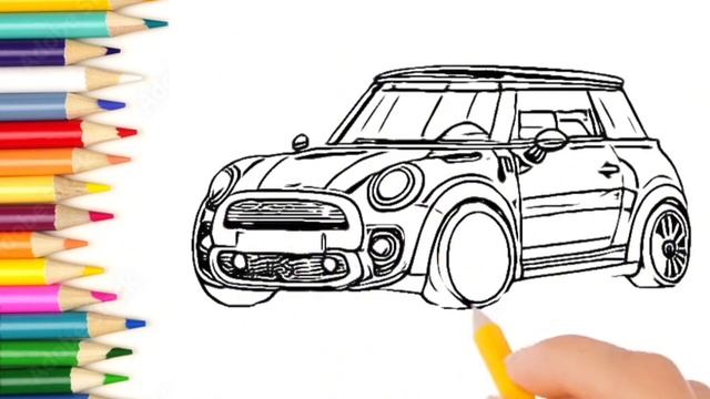 How to draw mini cooper sports car || easy way to draw mini cooper sports car смотреть онлайн