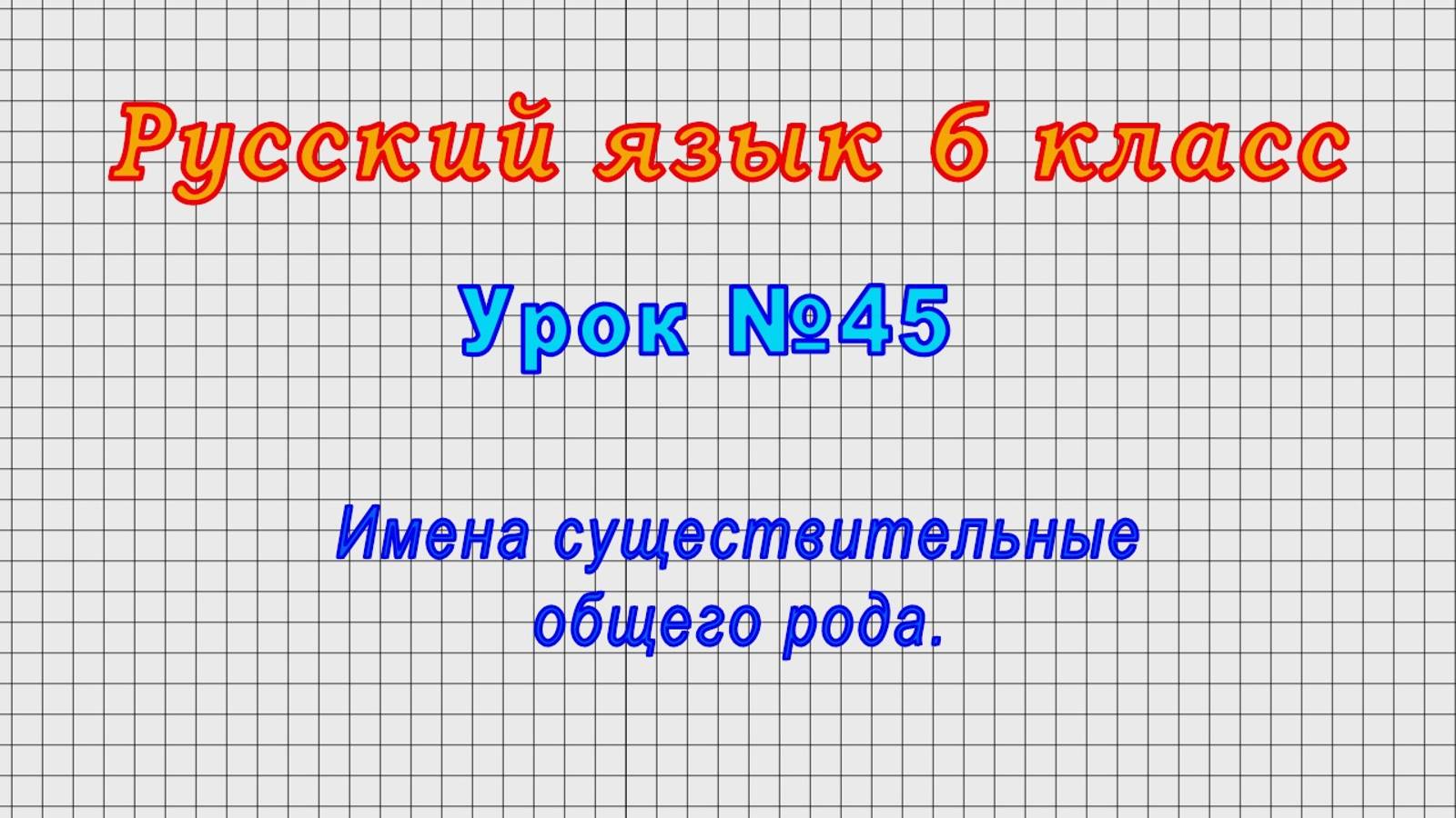 Русский язык 6 класс (Урок№45 - Имена существительные общего рода.) смотреть онлайн