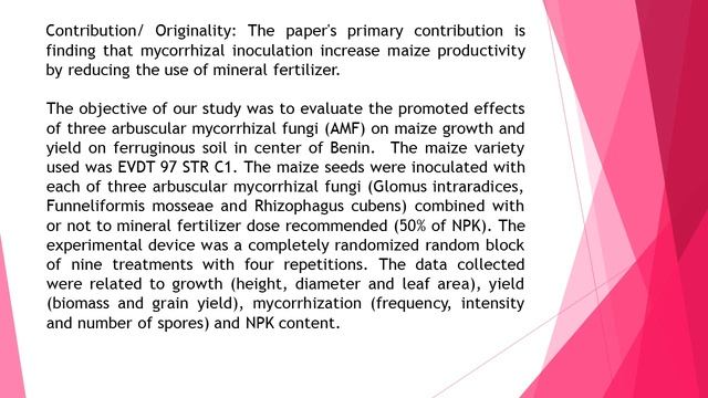 Improvement of Maize Productivity Zea Mays L by Mycorrhizal Inoculation on Ferruginous Soil in Cen смотреть онлайн