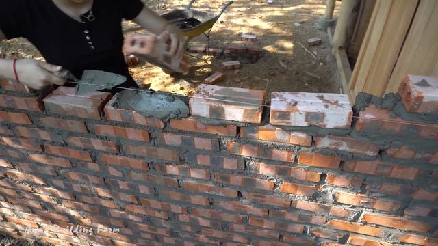 Building Kitchen Wall With Bricks And Cement, BUILD LOG CABIN, Ana's Building Farm смотреть онлайн