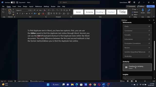 How To Check For Duplicate Text Online Using Microsoft Word